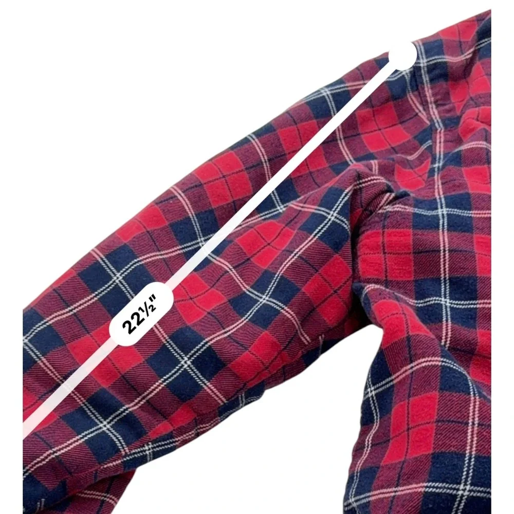 Club Room Mens Shirt Jacket XL Red Blue Plaid Quilted Lined Flannel Cotton Blend